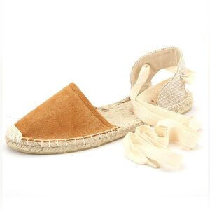 DIIG Espadrille Sandals for Women, Lace Up Closed Toe Tie Up Flat Shoes Size 8